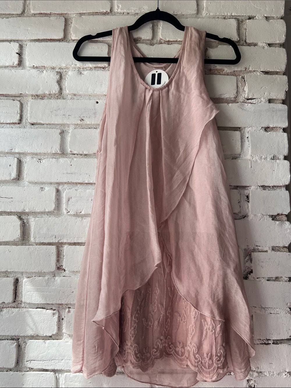 Tank top Blush Pink Layered Chiffon Dress linen and silk dress for summer
